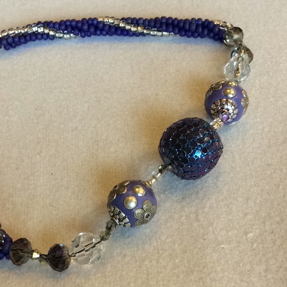 FINAL SALE PRICE CL Designs Purple Twist Glitter Ball Necklace - Picture 2 of 4